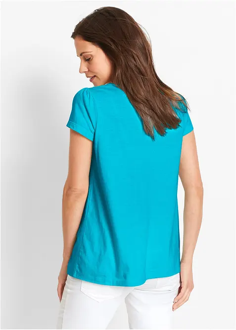 Maglia in cotone con pizzo a maniche corte, bonprix