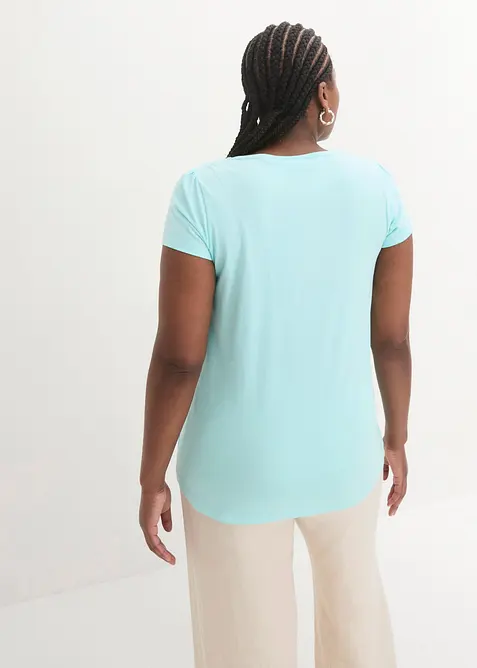 Maglia in cotone con pizzo a maniche corte, bonprix