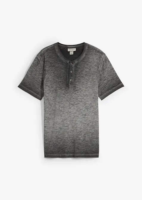 Maglia serafino a maniche corte  in puro cotone biologico effetto lavato, bonprix