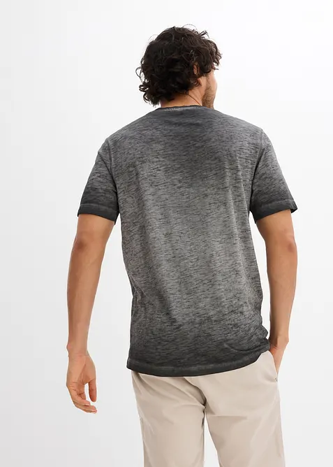 Maglia serafino a maniche corte  in puro cotone biologico effetto lavato, bonprix