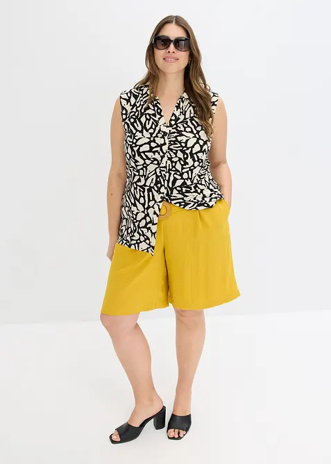 Polo senza maniche con arricciatura, bonprix