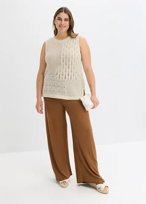 Top in maglia traforata con fili metallizzati, bonprix