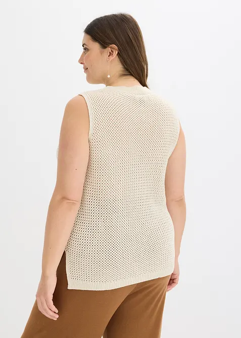 Top in maglia traforata con fili metallizzati, bonprix