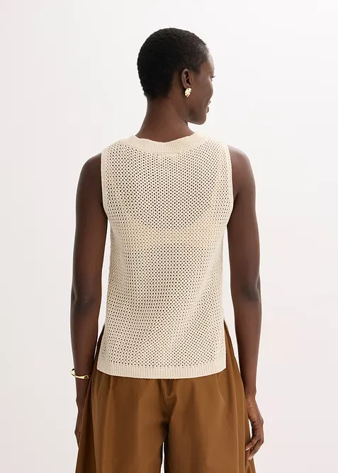 Top in maglia traforata con fili metallizzati, bonprix