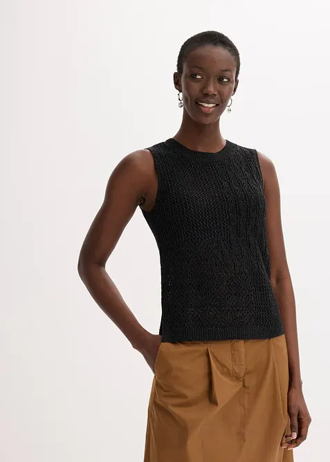 Top in maglia traforata con fili metallizzati, bonprix