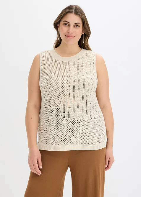 Top in maglia traforata con fili metallizzati, bonprix