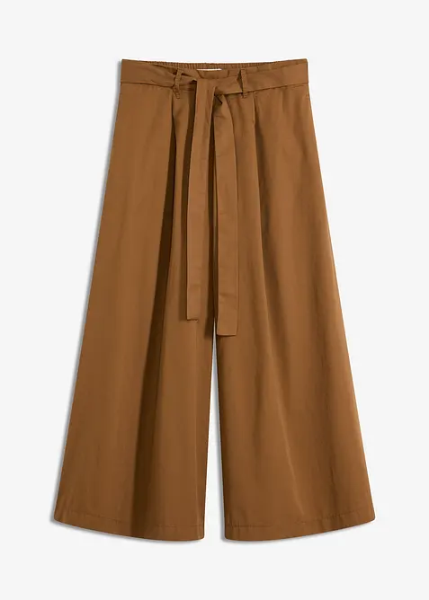 Pantaloni in popeline di cotone e cintura (set 2 pezzi), bonprix