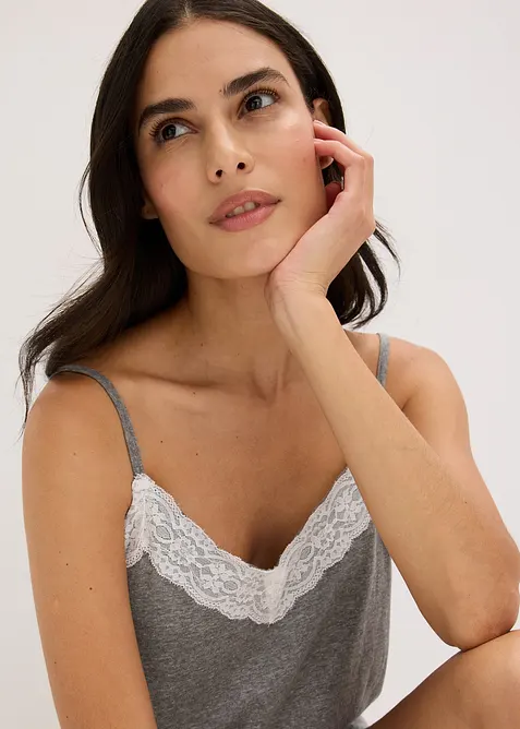 Pigiama estivo con pizzo raffinato, bonprix