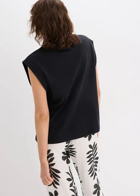 Top oversize con inserto a coste sulla manica, bonprix