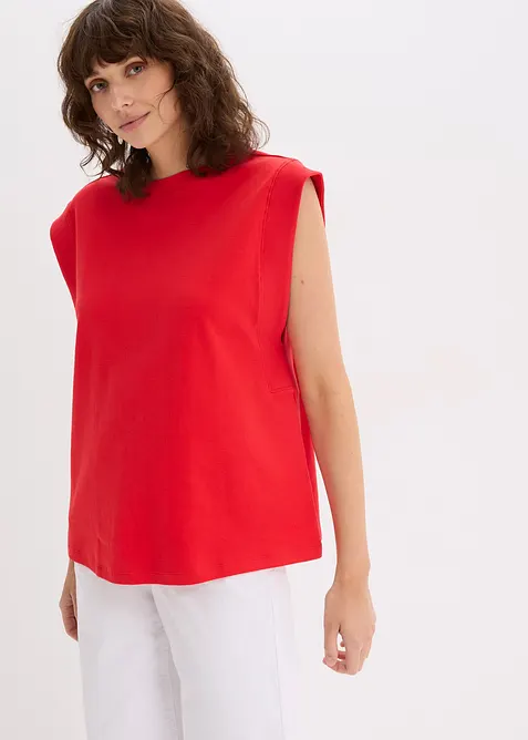 Top con inserto a coste sulla manica, bonprix