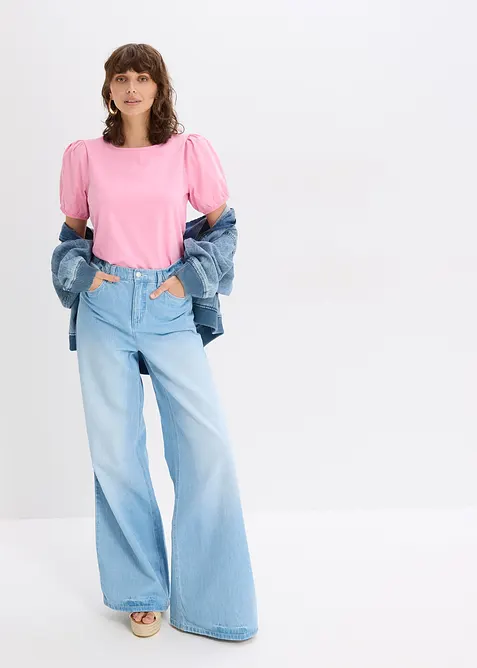 Maglia in jersey con maniche in popeline di cotone, bonprix