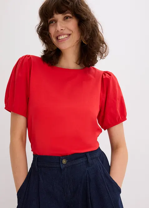 Maglia in jersey con maniche in popeline di cotone, bonprix