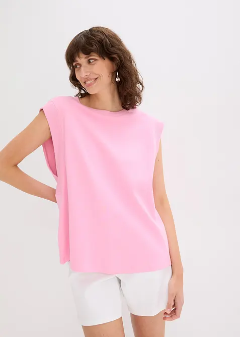 Top oversize con inserto a coste sulla manica, bonprix