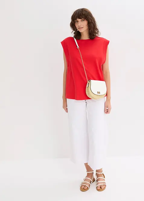 Top con inserto a coste sulla manica, bonprix