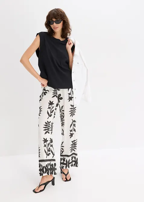 Top oversize con inserto a coste sulla manica, bonprix