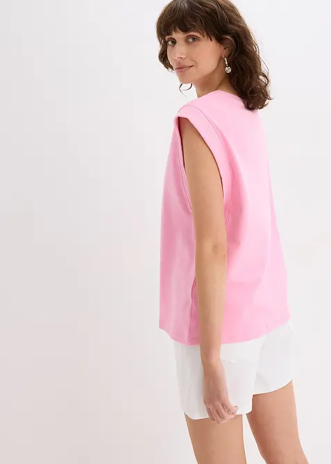 Top oversize con inserto a coste sulla manica, bonprix