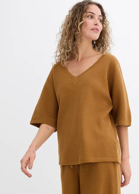 Maglia in puro cotone a trama operata, bonprix