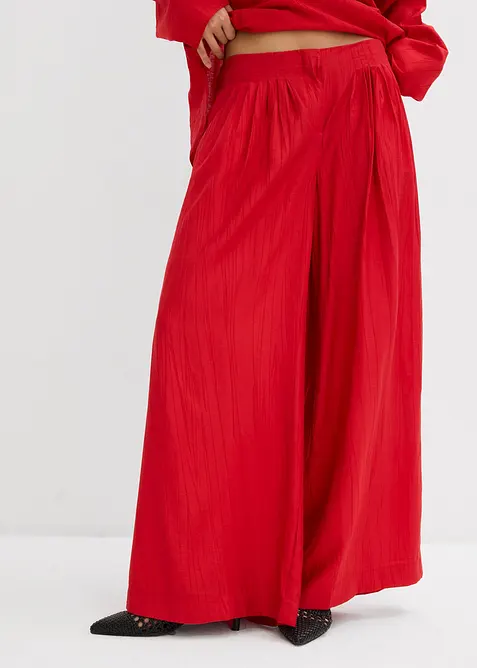 Pantaloni a palazzo in misto viscosa strutturato effetto crinkle, bonprix