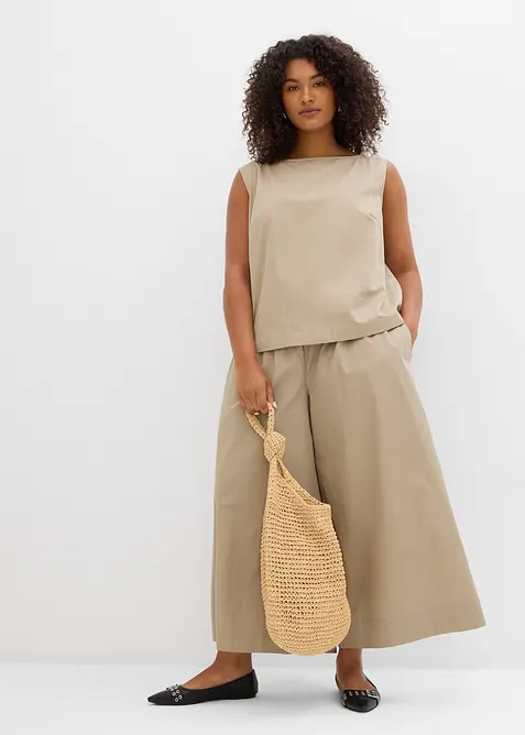 Pantaloni culotte ampi in puro cotone, bonprix