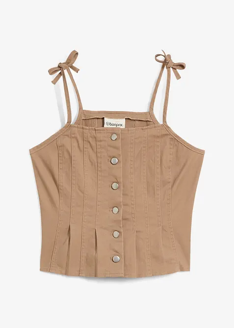 Top in misto cotone elasticizzato con spalline sottili, bonprix