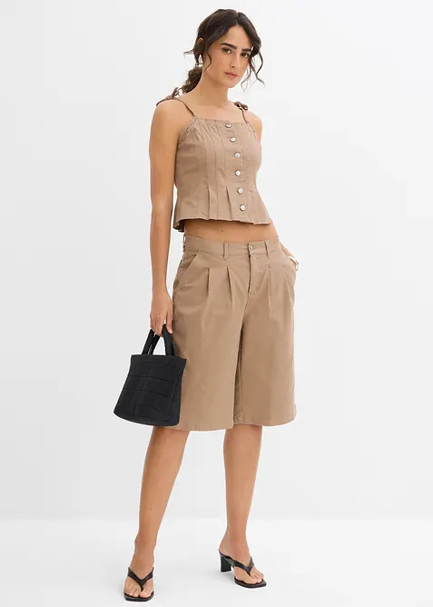 Top in misto cotone elasticizzato con spalline sottili, bonprix