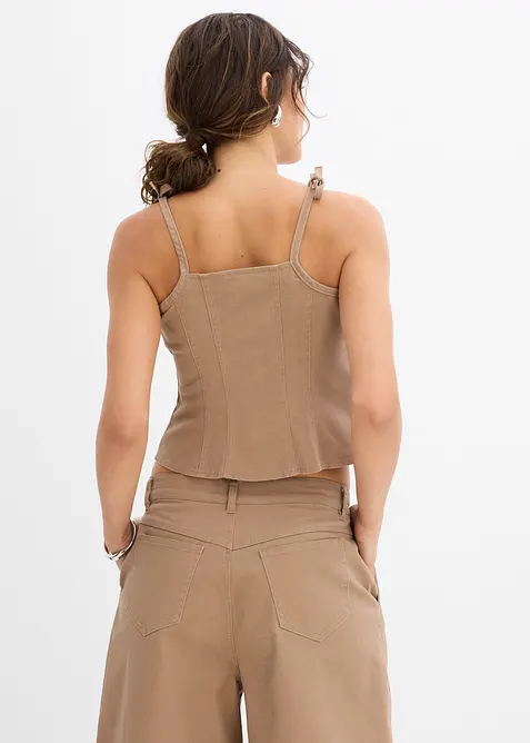 Top in misto cotone elasticizzato con spalline sottili, bonprix