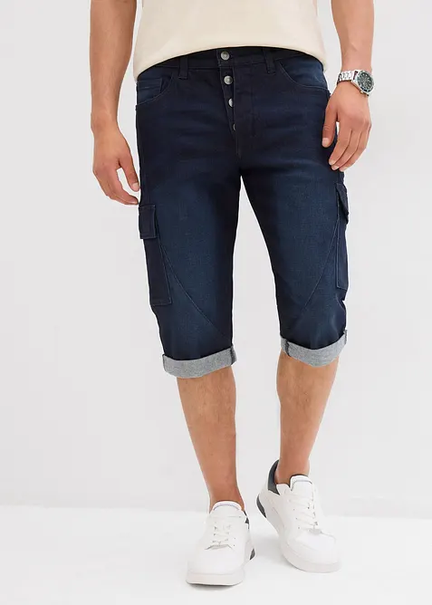 Bermuda di jeans cargo elasticizzati, regular fit, bonprix
