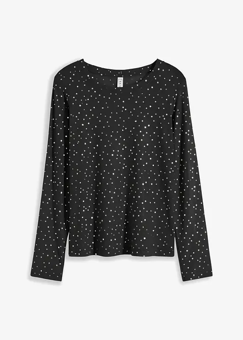 Maglia a maniche lunghe in mesh glitterato, bonprix