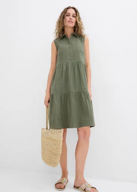 Abito tunica in vaporosa mussola, bonprix