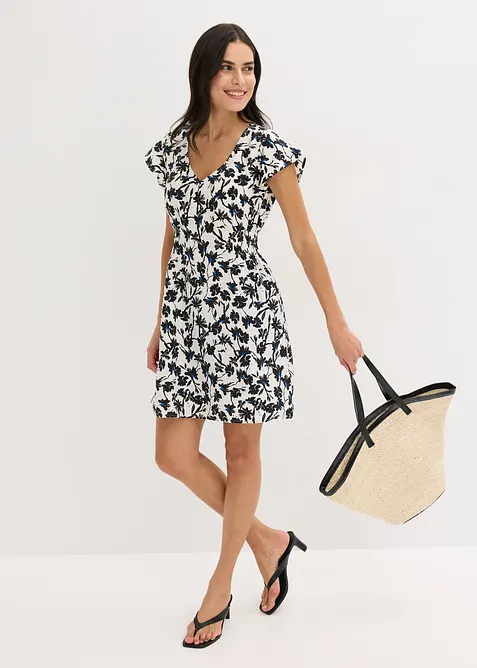 Abito con maniche ad aletta in tessuto strutturato, bonprix