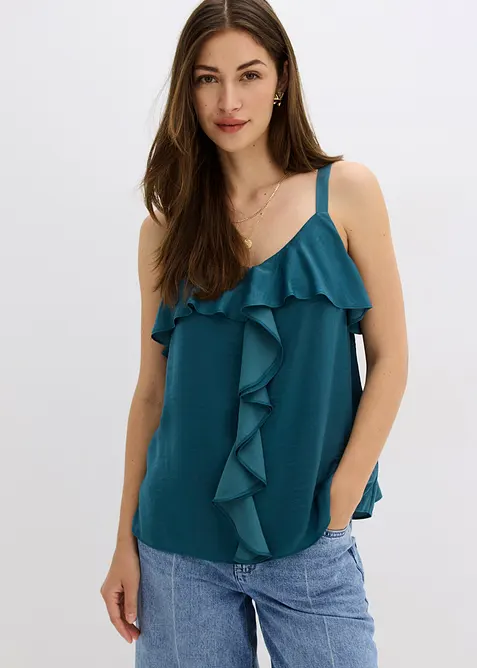 Top con spalline sottili in satin lucido, bonprix