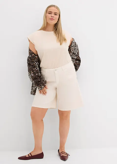 Bermuda in jeans, vita media, bonprix