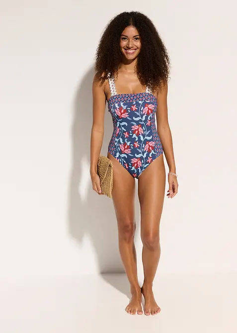 Costume intero a fascia con spalline larghe, bonprix