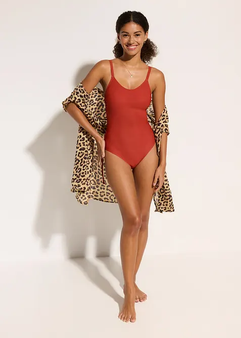 Costume intero con laccetti ed effetto modellante leggero, bonprix