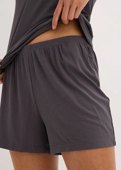 Pigiama estivo in morbida maglia a costine, bonprix