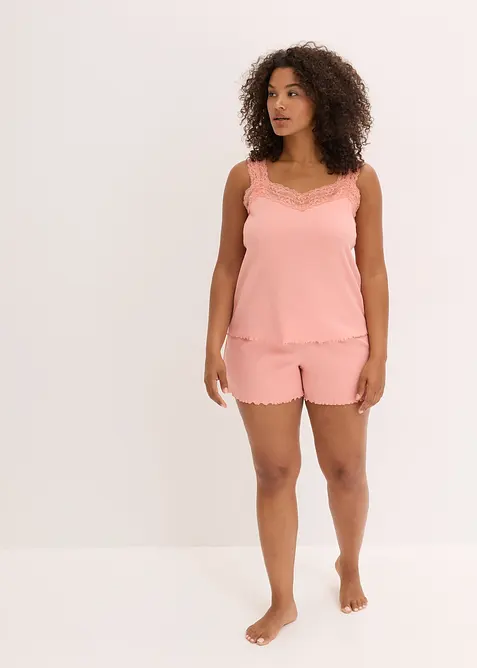 Pigiama estivo con delicato inserto in pizzo, bonprix