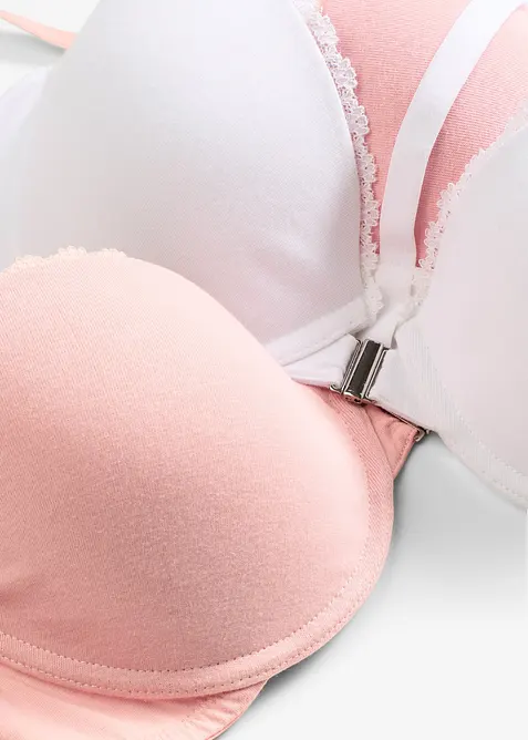 Reggiseno con coppe preformate, ferretto, chiusura anteriore e cotone (pacco da 2), bonprix