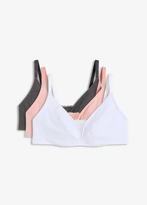 Reggiseno senza ferretto con cotone biologico morbido (pacco da 3), bonprix