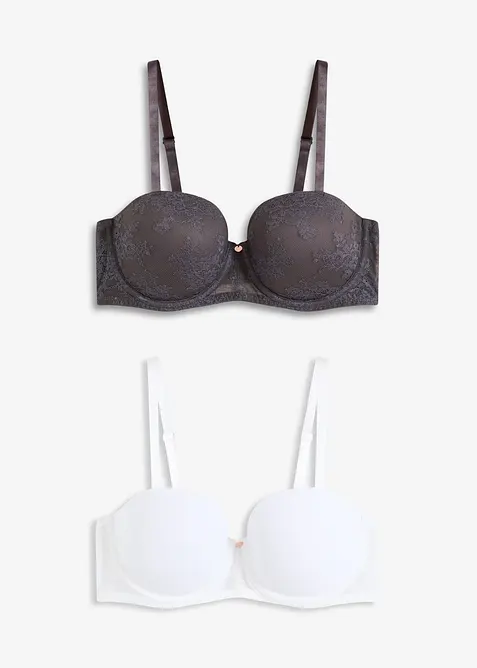 Reggiseno a balconcino con pizzo delicato (pacco da 2), bonprix
