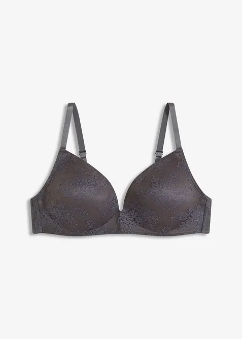 Reggiseno con coppe preformate senza ferretto con pizzo delicato, bonprix