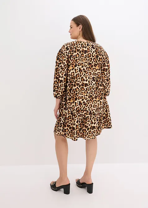 Abito tunica fantasia in cr&ecirc;pe operato, bonprix