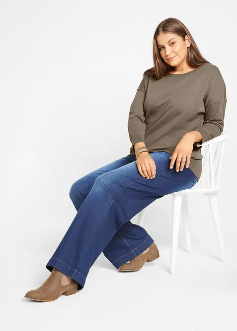 Jeans wide leg con bordo vita confortevole, vita media, bonprix