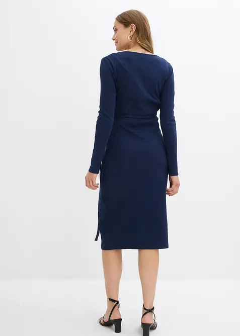 Abito pr&eacute;maman a portafoglio per la gravidanza e oltre in cotone biologico a coste, bonprix