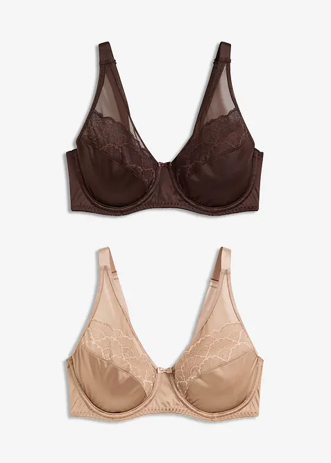 Reggiseno con ferretto ed effetto lucido (pacco da 2), bonprix