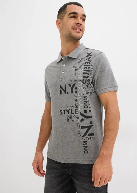 Polo a maniche corte in piquet di puro cotone, slim fit, bonprix