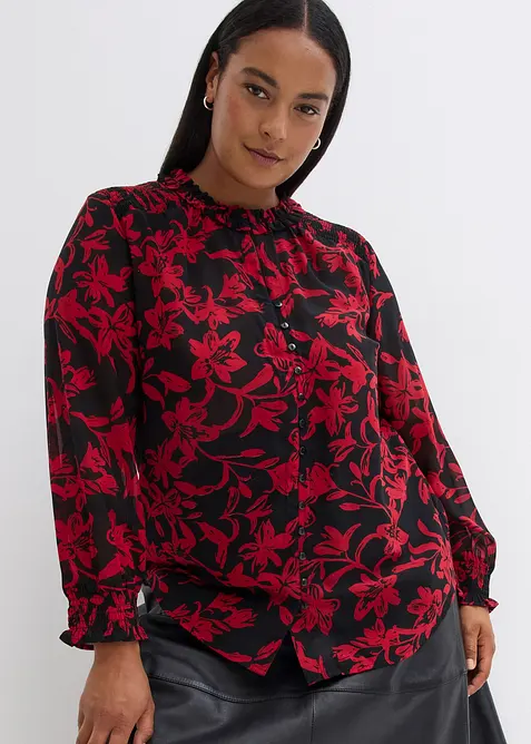 Camicetta di chiffon con dettagli smock, bonprix