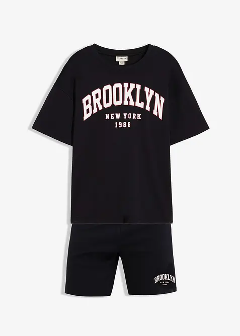 T-shirt e pantaloni corti in cotone biologico pesante (set 2 pezzi), bonprix