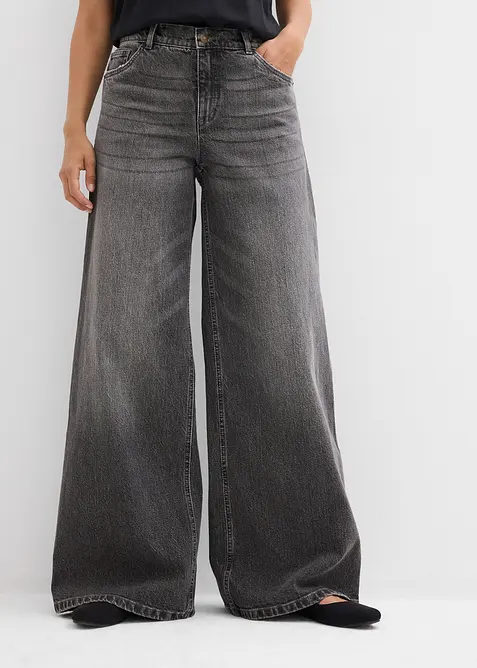 Jeans wide leg, vita media, bonprix