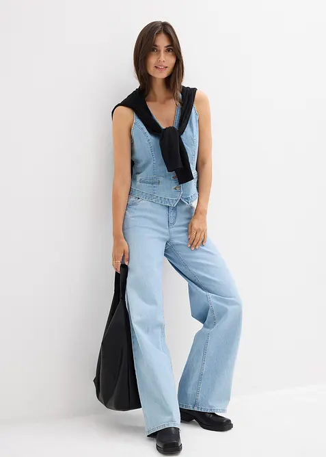Jeans wide leg, vita media, bonprix