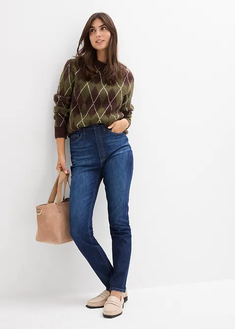 Jeans skinny cropped, vita alta, bonprix